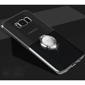 Soporte de anillo de metal Xundd Estuche protector rígido para PC con revestimiento HD de dos colores para Samsung Galaxy S8 Plus - S8 Plus Negro