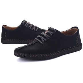 Los hombres de la manera US Size6.5-11 Mano Costura suavemente único Casual Lace Up zapatos de los oxfords - negro de encaje