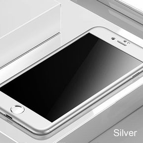 Carcasa completa de 360 grados para iPhone 11 Pro XS Max 7 8 5 6s PC, carcasa protectora dura para iPhone 7 Plus X 8 6 XR(#Silver)