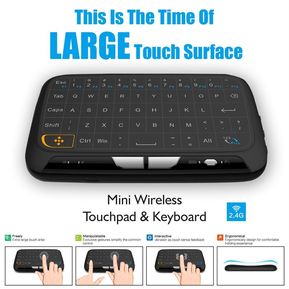 H18 2.4GHz Wireless Keyboard Full Touchpad Remote Control Keyboard Mouse Mode with Large Touch Pad Vibration Feedback for Smart TV Android TV Box PC Laptop negro