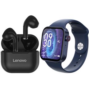 Lenovo LP40 audífono Bluetooth y reloj inteligente i8 Pro Max pantalla grande de 1.75 pulgadas