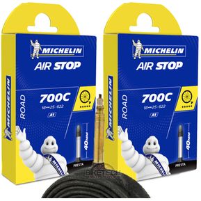 Kit 2 Neumáticos Michelin Air Stop 700x25c 91 Gramos Para Ruta