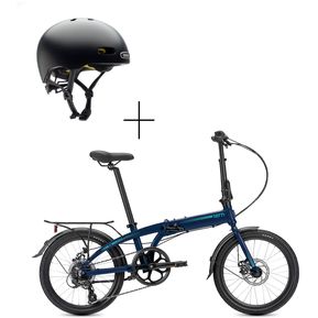 Bicicleta Plegable Negro B8 Azul Con Guardabarros + Parrilla y Casco