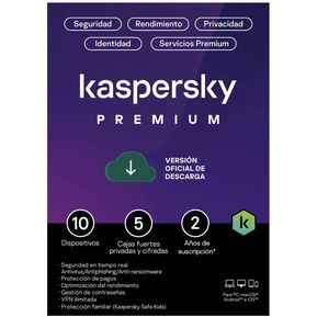 Antivirus Digital Kaspersky Premium 10 Dispositivos 2 Años