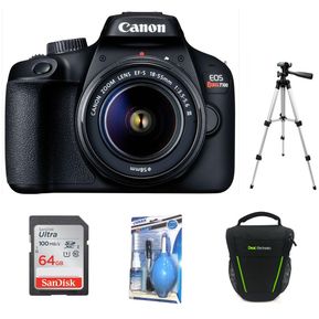 Cámara Canon EOS Rebel T100 lente1855+64GB+Bolso+Kit+Tripode