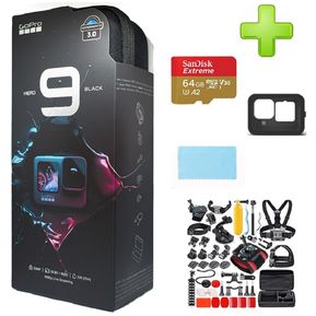 Camara Gopro Hero 9 Black + 64GB + Kit de Accesorios + Funda + Vidrio