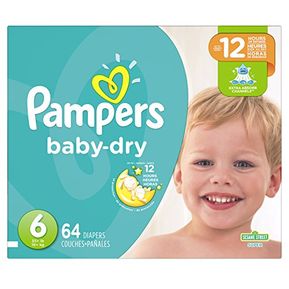 Pampers baby dry pañales desechables tamaño 6, 64 count, s...