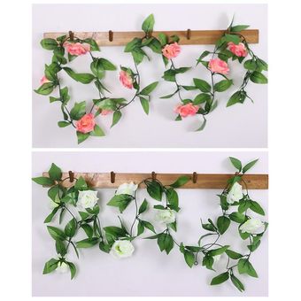 Flores De Rosa De Seda Artificial Ivy Vine Colgando Decoración 