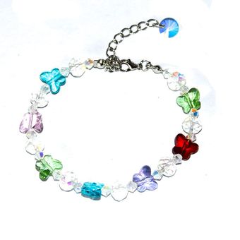 Color Ab Butterfly Crystal Pulsera De Cuentas Mujer Dulce A 