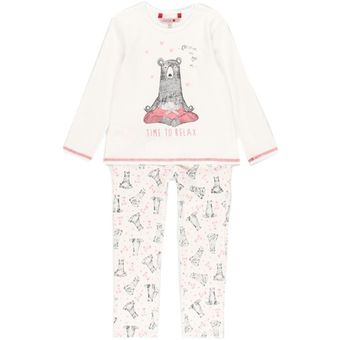 Pijama dos piezas para niña Blanco osita 