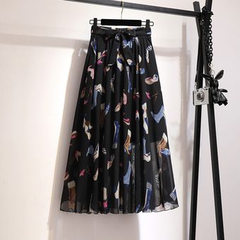 Falda larga de gasa para mujer estilo c Falda Midi de cintura alta Falda larga de gasa para mujer estilo c Falda Midi de cintura alta