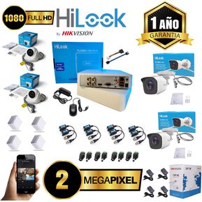 Kit Cámaras De Seguridad Hilook Hikvision DVR 4 CH 1080 + 4 Cám + Cabl