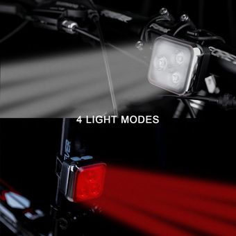 Cola de la bicicleta 4-Mode linterna de la luz USB recargable impermeable luz delantera 