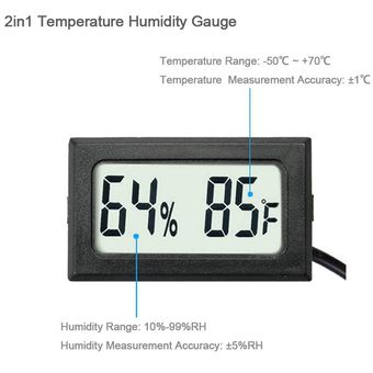 recipiente de vidr Mini termómetro higrómetro digital para incubadora 