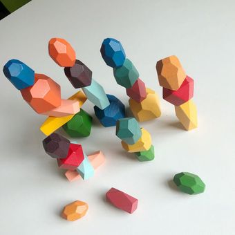 Piedras de colores de madera Jenga Juguetes educativos Adornos Jenga Desarrollo de habilidades 