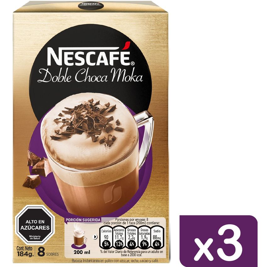 Café NESCAFÉ® Doble Choca Moka 8x23g Pack X3⇒ Mejor Precio