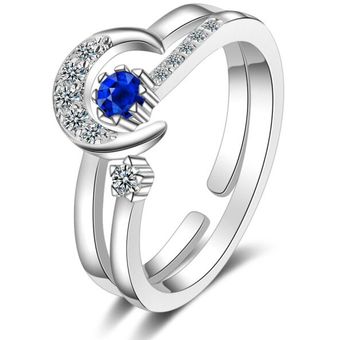 Meetsoft 925 Plata Esterlina Mujer Anillo Redondo Ajustable 