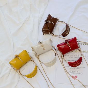 #Brown-Large Mini bolso de mano elegante para Mujer novedad de ver 