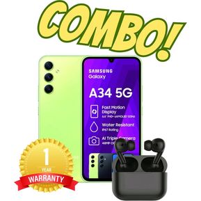 Samsung Galaxy A34 5G Dual 256 GB 8 GB RAM + Airpods- Lime