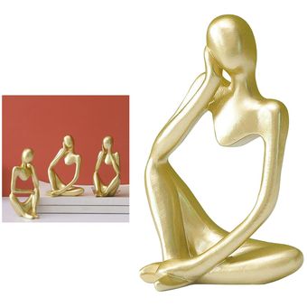 Pssopp Figuras de Personajes de Resina Blanco Pensador Abstracto Estatua Pensador Moderno para decoración de Escritorio de Oficina en casa 