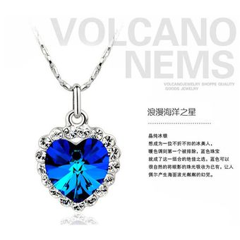 Collar Pendientes Azul Oscuro Austriaco Cristal Diamante De 