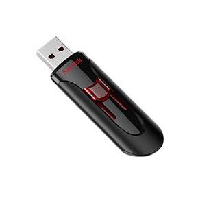 MEMORIA SANDISK 64GB USB 3.0 CRUZER GLIDE Z600 NEGRO C/ROJO