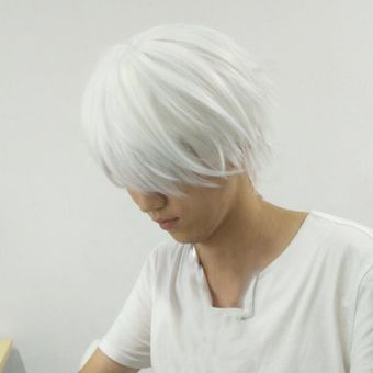 Peluca blanca masculina para cosplaying Personajes de anime Pelucas  sintéticas rectas | Linio Perú - GE582HB02EGO7LPE