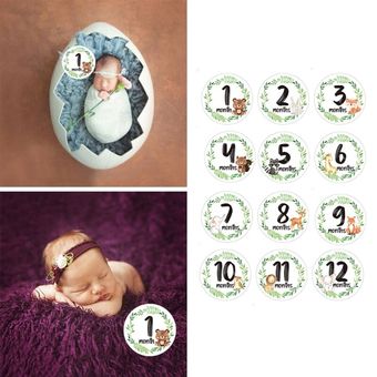 24 unidsset bebé recién nacido pegatinas mensuales hito recuerdos a 