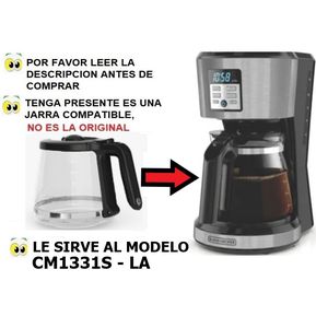 jarra compatible cafetera 12 tazas black and decker CM1331S-LA