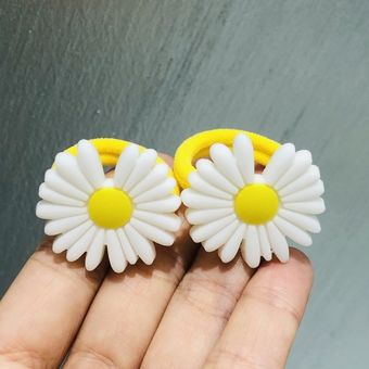 2 unidsset niños lindos Daisy flor accesorios para el pelo de Niños de bandas de goma gomas de Pelo elástico bandas de chicas diadema lazos 