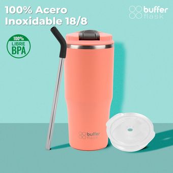 Mug Vaso Termo Agua Cafe 700 Acero Inox + Tapas - Negro BUFFER FLASK