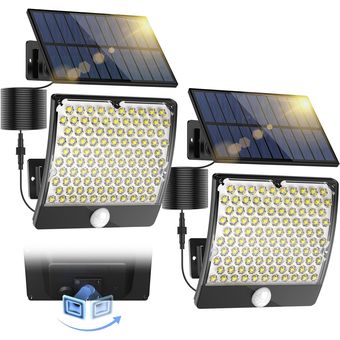 Foco Solar Sensor de Movimiento Exterior: Luces LED Solares para Exteriores  Impermeable - Lamparas Solares con Cable de 16.5 pies Luz Solar Interior
