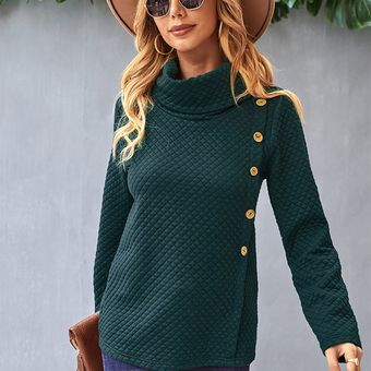 Suéter Turtleneck Knitwear Color sólido de las mujeres suéter de moda cálido 
