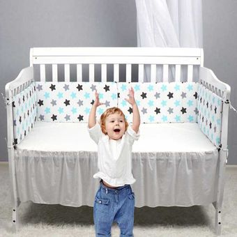 decoración para habitación de niños Protector de cuna desmontable de doble cara para recién nacido decoración para guardería Parachoques con estampado para cama de bebé 