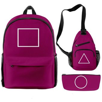 Mochila Set para Squid Game Creative Backpack Crossbody Bag Hase Lápiz 