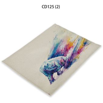 Tapete de mesa de estilo de dibujos animados servilletas de tela de Asuka posavasos con patrón de tinta colorida 45x45 