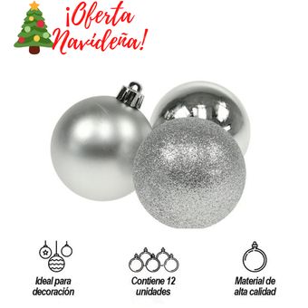 Bolas Navideñas Decorativas Plateadas 3 Modelos Box x 12 Und. | Linio Perú  - GE582HL089DZDLPE