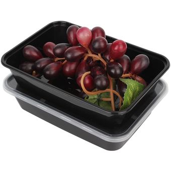 80pcs 16 oz para microondas Alimentos de preparación de comidas para llevar contenedores de almacenamiento de cajas de almuerzo con tapas-Black 