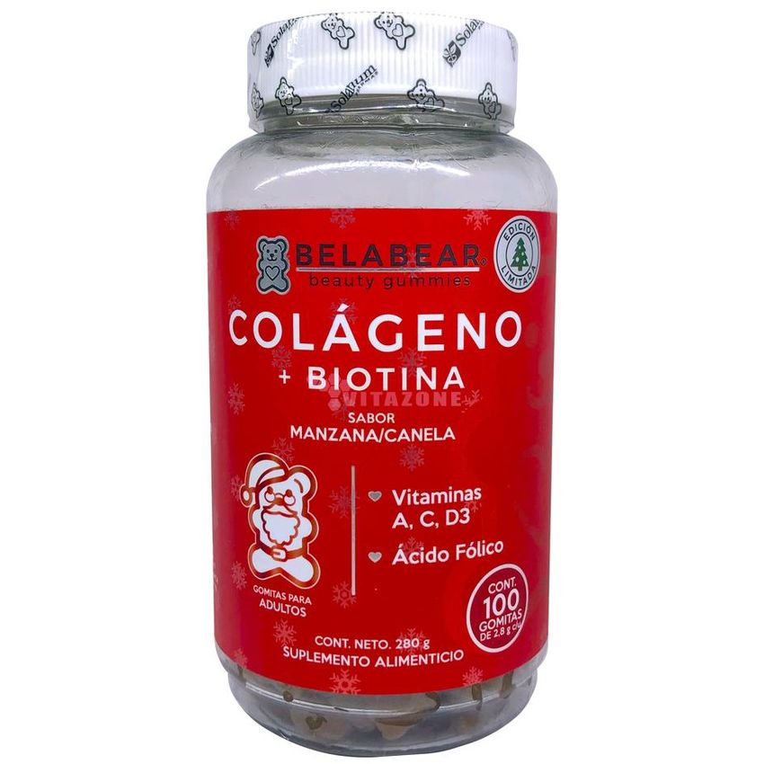 Colágeno + Biotina 100 gomitas Manzana Canela Belabear