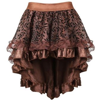faldas Minifalda plisada de tul y malla de encaje Floral para mujer 