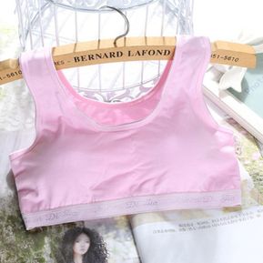 Pure Cotton Teen's Bra Vest Type Children Underwear For 12-18 Year-Old Girls Pink