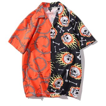 #XQ15 YELLOW Camisa Vintage Hawaiana de manga corta para hombre,cam 
