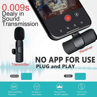 Micrófono Lavalier Inalámbrico ATION Mini Portátil para iPhoneType-C 
