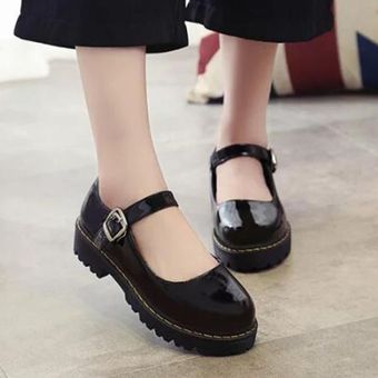 Zapatos de Lolita de estudiante japonés para mujer Black 