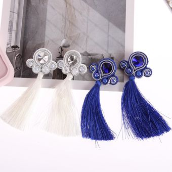Pendientes De Borlas Tejidas Con Joyas De Soutache Hechas A 