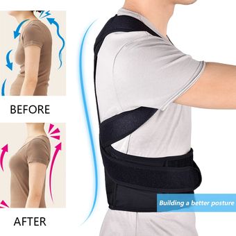 Vertvie Corrector de postura de cintura trasera ajustable para adultos cinturón de corrección cintura entrenador hombro Lumbar soporte de columna LANG Rojo 
