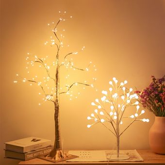 Lámpara LED de mesa para dormitorio  luces nocturnas  decoración navideña  alambre de cobre  Gypsophila Tree  luces USB de escritorio  decoración navideña 