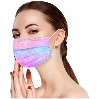 tapabocas con estampado degradado de tres capas no tejida Mascarilla desechable para adultos 50 Uds. #50PC A para Halloween 
