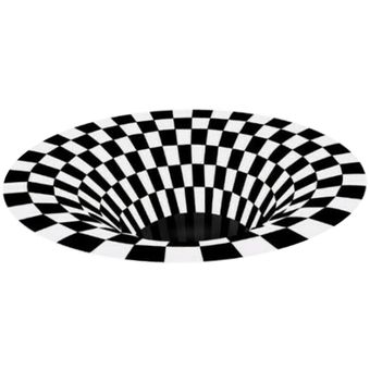 Alfombra redonda nueva alfombra de rejilla Blanca Negra ilusión 3D 