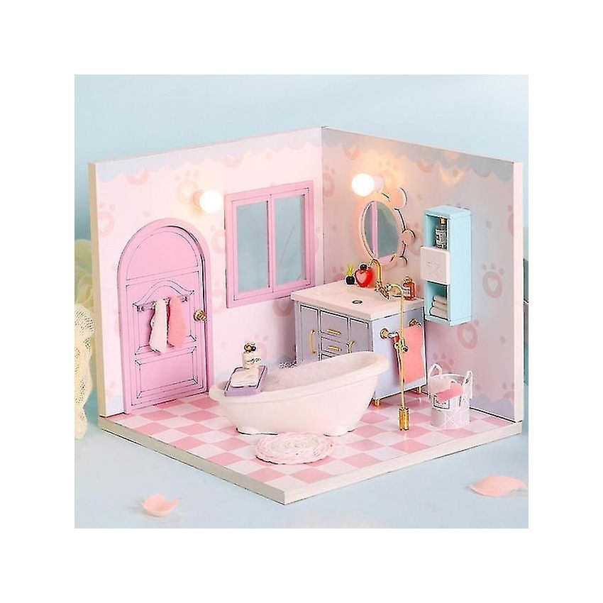 Casa de muñecas en miniatura hecho a mano de cristal rosa de cóctel curvada basado en 